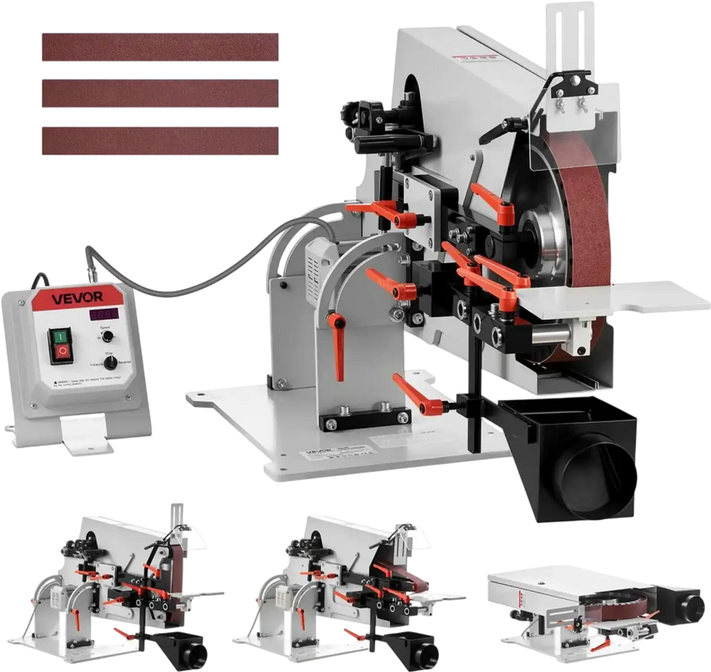 VEVOR Belt Grinder Sander with VFD, 72 x 2-Inch Variable Speed Belt Polisher, 1500W Knife Making Machine with 3 Grinding Modes & 3PCS Sanding Belts for Metalworking, Compatible with 72"-82" * 2" Belts