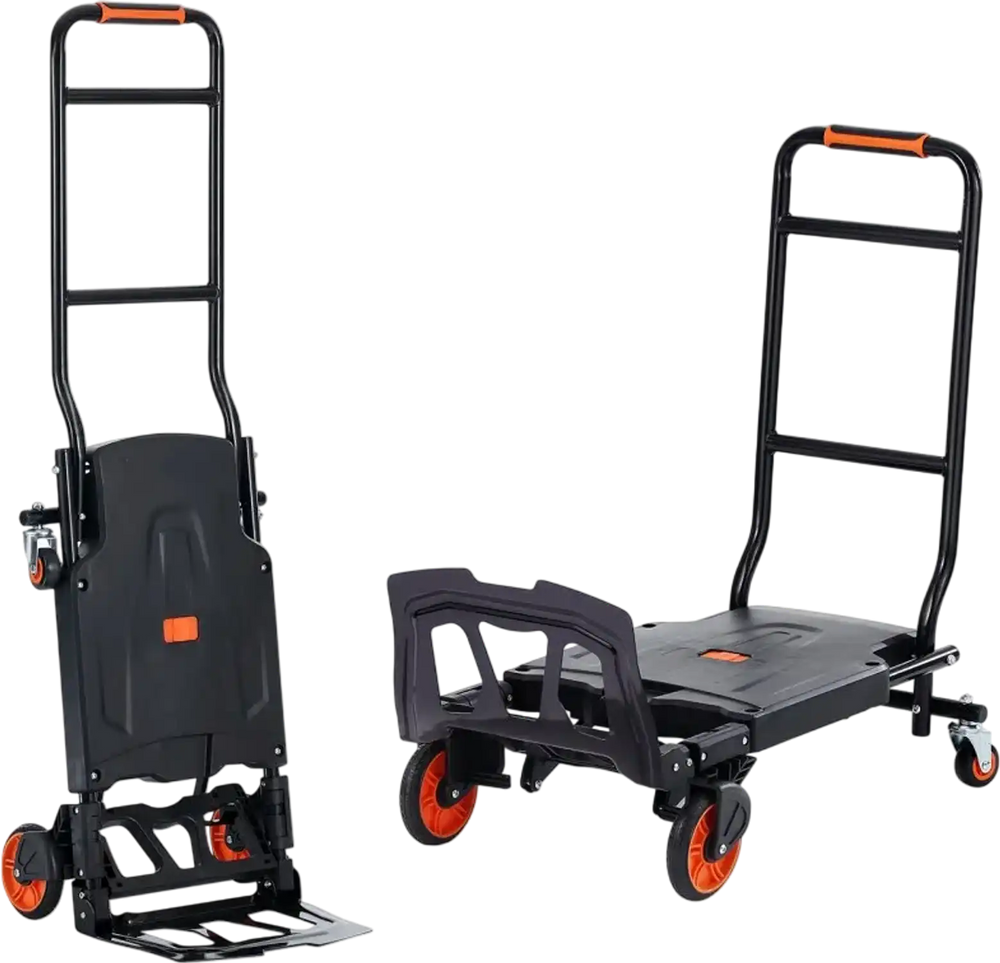 VEVOR Aluminum Hand Truck, 2 in 1, 300 lbs Load Capacity, Heavy Duty Industrial Convertible Folding Hand Truck and Dolly, Utility Cart Converts from Hand Truck to Platform Cart with Rubber Wheels