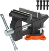 VEVOR Bench Vise, 4.5-inch Jaw Width 3.3-inch Jaw Opening , 240-Degree Swivel Locking Base Multipurpose Vise with Anvil, Heavy Duty Cast Iron Workbench Vise with Bolts & Nuts, for Drilling, Pipe Cutti