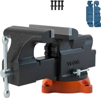 VEVOR Bench Vise, 6-inch Jaw Width 5.9-inch Jaw Opening, 360-Degree Swivel Locking Base Multipurpose Vise with Anvil, Heavy Duty Ductile Iron Workbench Vise with Bolts & Nuts, for Drilling, Pipe Cutti