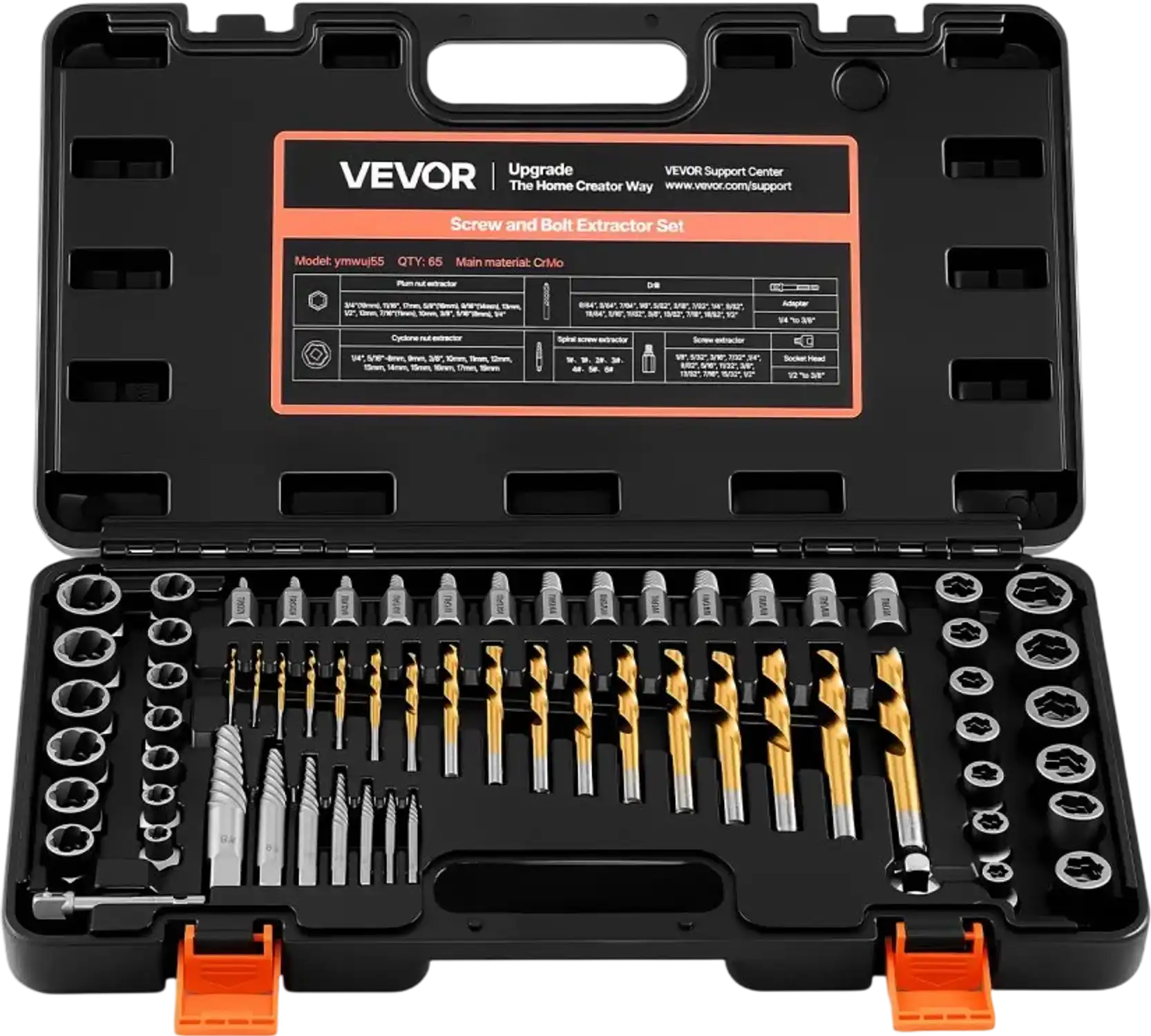 Vevor Multi-Function Extractor 65-Piece Screw Extractor Set with Drill Bits New