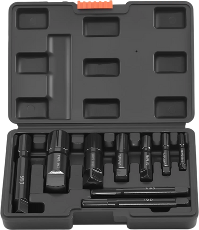VEVOR Pipe Extractor Set, 9 Pieces Heavy Duty Steel Broken Pipe Extractors, with Solid Storage Case, Cr-Mo Steel for Removing 1/8