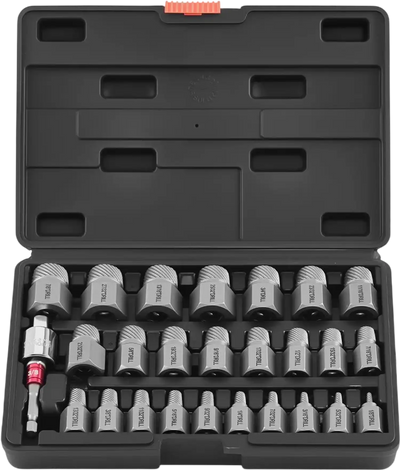VEVOR Screw Extractor Set, 27 Pieces Hex Head Multi-Spline Easy Out Bolt Extractor Tool, with Adapters, Solid Storage Case, Cr-Mo Steel Stripped Bolt Remover for Removing Rounded, Broken Bolts, Screws