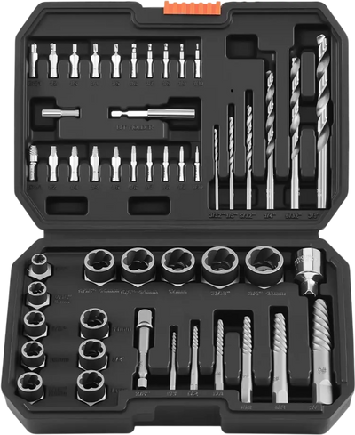 VEVOR Screw Extractor Set with Drill Bits, 49 Pieces, Easy Out Nut Bolt Extractors and Drill Bits, with Adapters, Solid Storage Case, Cr-Mo Steel for Removing Rounded, Broken, or Stripped Fasteners