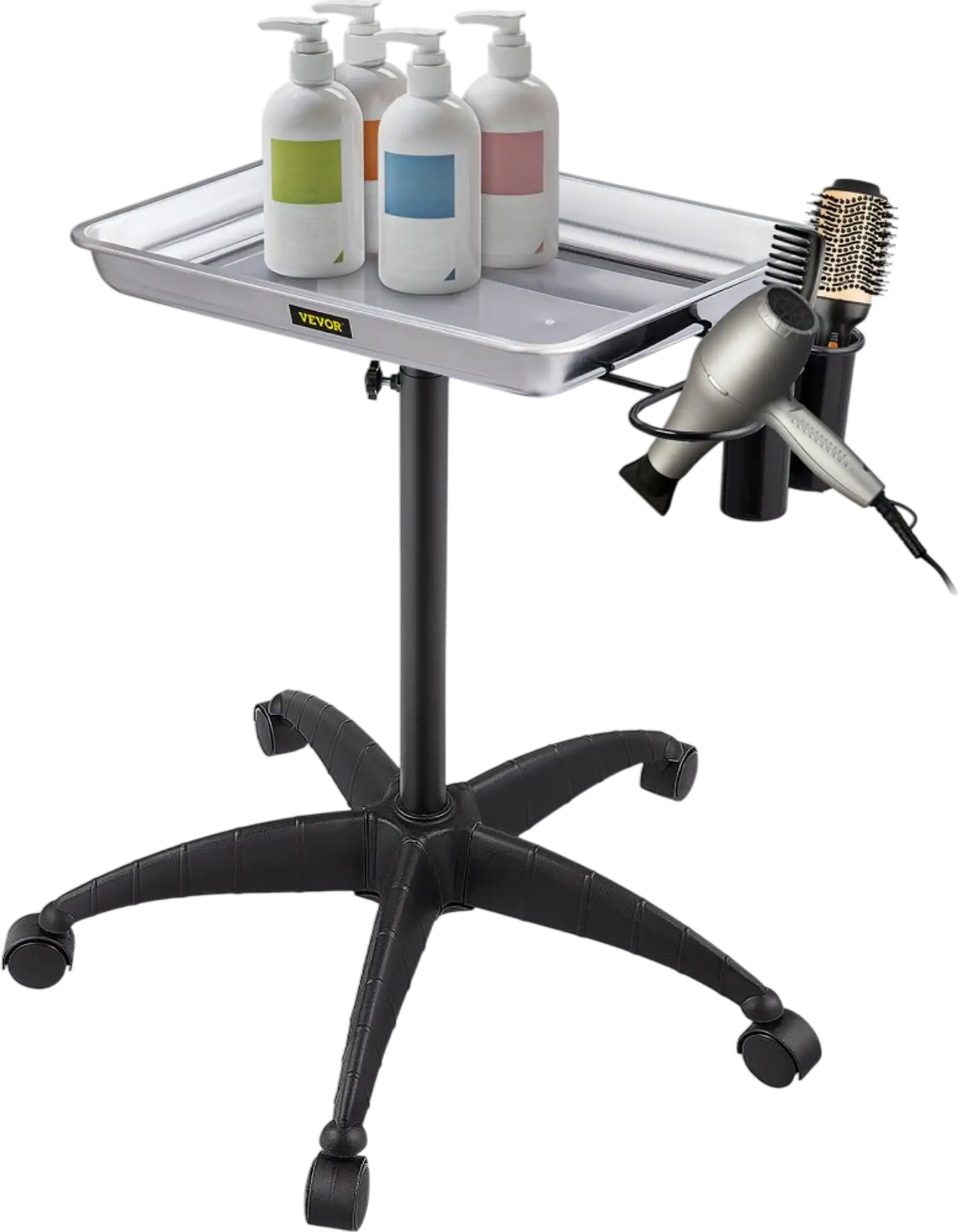 Vevor Salon Tray Height Adjustable Rolling Utility Cart Silver New