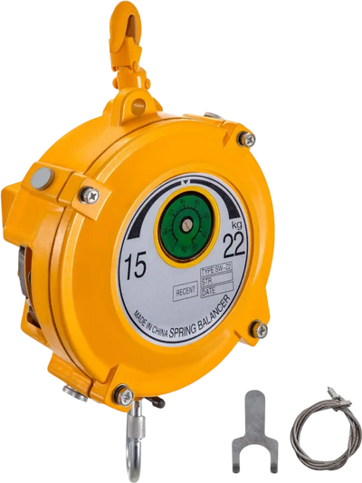 VEVOR Spring Balancer 33-49lbs(15-22kg) Retractable Tool Holder 1.5m Length Tool Balancer with Hook and Wire Rope Adjustable Balancer Retractor Hanging Holding Equipment in Yellow