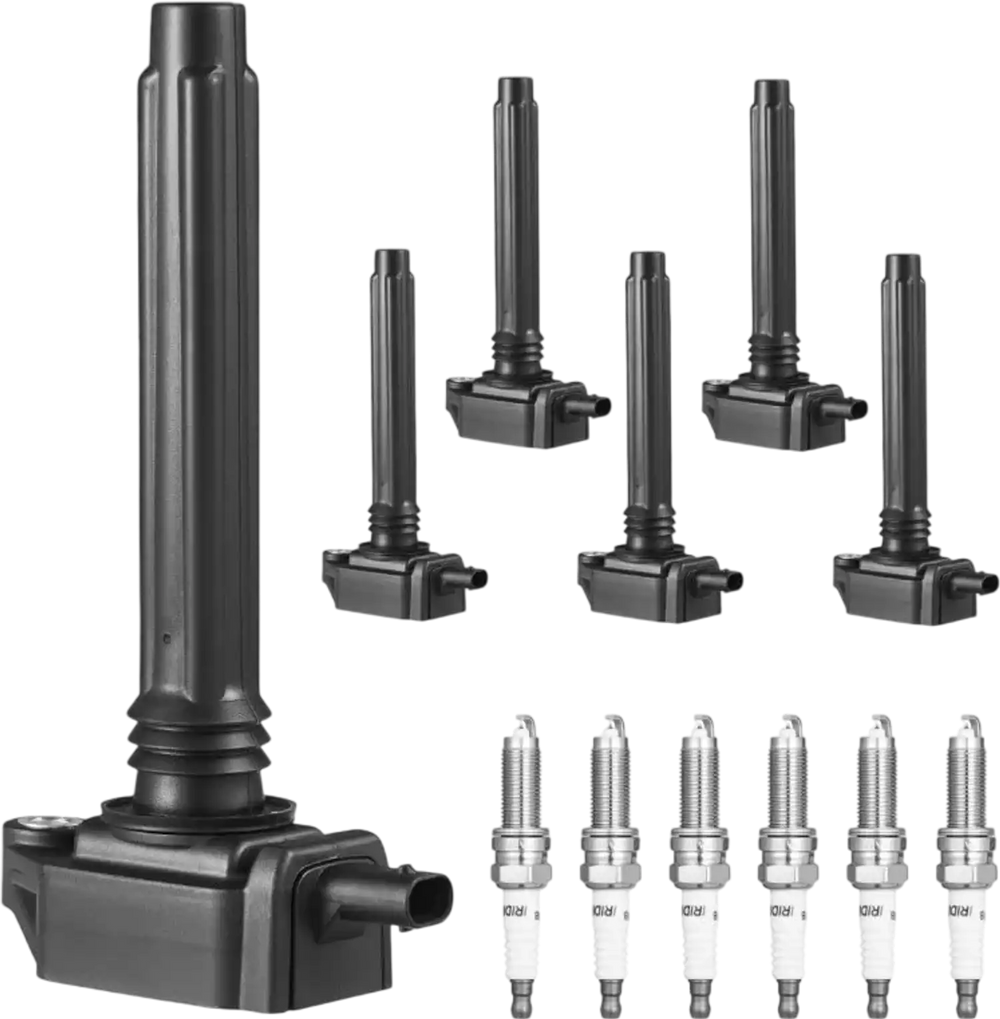 VEVOR Ignition Coil Pack and Spark Plugs, Set of 6, Compatible with Dodge Grand Caravan Charger Durango Journey Avenger Challenger Jeep Cherokee Grand Cherokee Compass Chrysler Ram ProMaster 3.6L V6