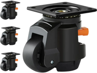 VEVOR Leveling Casters, Set of 4, 2200 lbs Total Load Capacity, 2.5 inches, Heavy Duty with Upgraded Handle Design, 360 Degree Swivel Caster Wheels, Adjustable Casters with Feet for Workbench, Machine