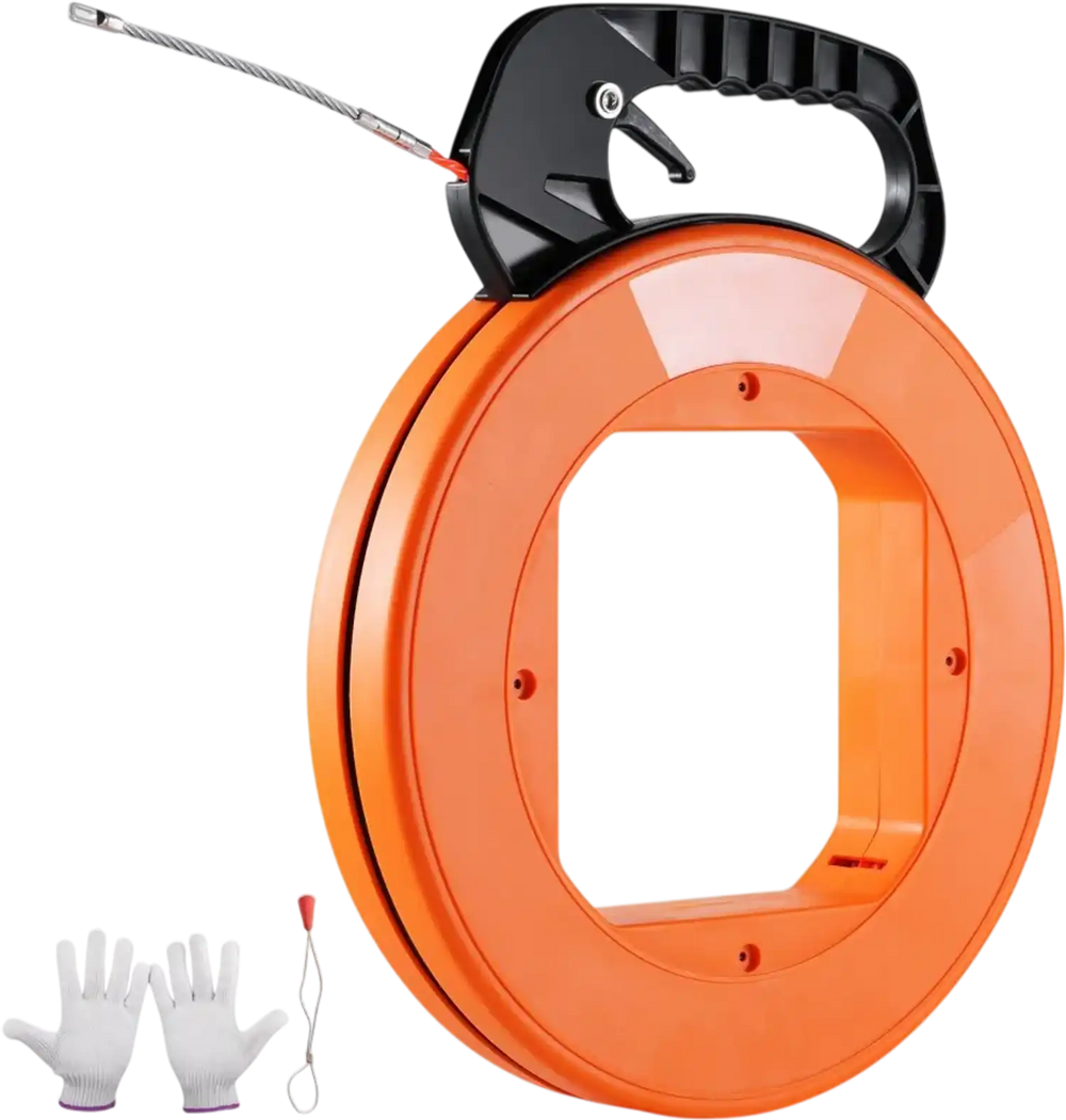 VEVOR Fish Tape, 100-foot, 1/4-inch, PET Wire Puller with Optimized Housing and Handle, Easy-to-Use Cable Puller Tool, Flexible Wire Fishing Tools for Walls and Electrical Conduit, Non-Conductive