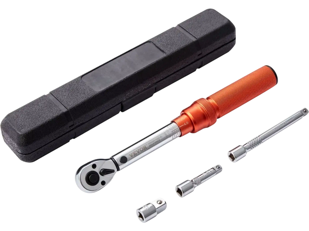 VEVOR Torque Wrench, 1/4-inch Drive Click Torque Wrench 20-200in.lb/3-23n.m, Dual-Direction Adjustable Torque Wrench Set, Mechanical Dual Range Scales Torque Wrench Kit with Adapters Extension Rod