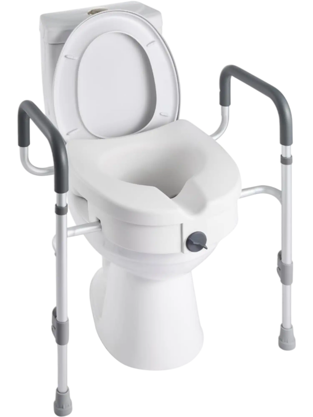 VEVOR Raised Toilet Seat with Arms, 350 lbs Capacity, 5-Inch Lift Height & Adjustable Width, Widened Commode Elevated Toilet Seat Riser with Handles for Seniors, Elderly, Handicap, Disabled, Adults