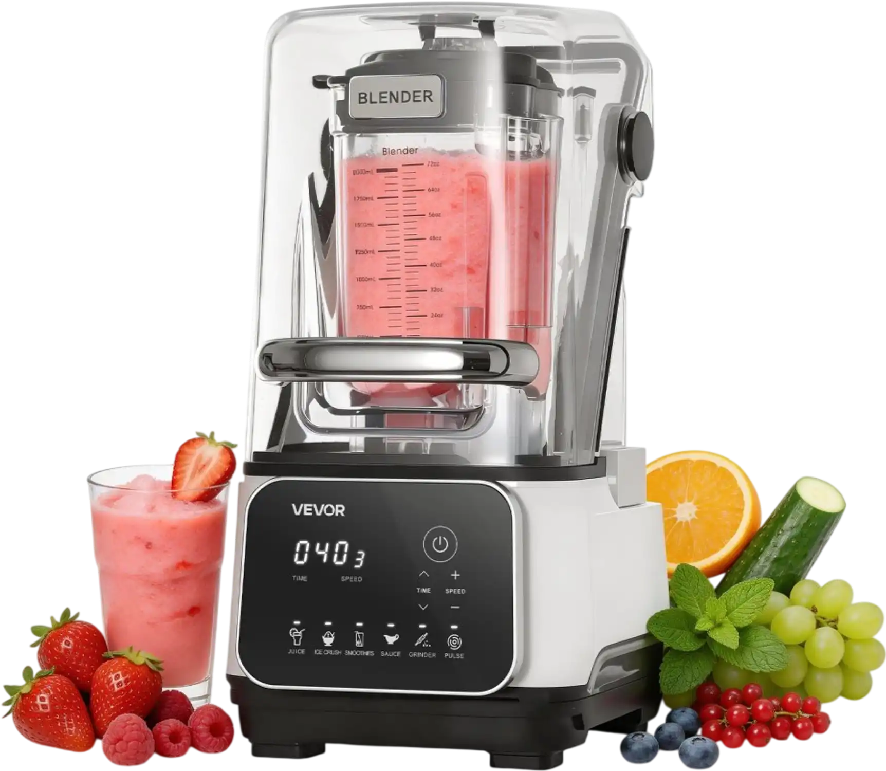 Vevor Blender Professional Countertop Blender with Shield 68 oz White New