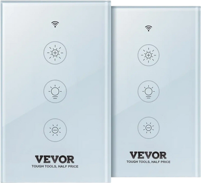 Vevor Smart Light Dimmer Switch Wi-Fi Touch Panel Stepless Dimming 2-Pack New
