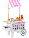 VEVOR Ice Cream Cart for Kids, 20+ PCS Accessories, Pretend Play Ice Cream Shop Kitchen Food Toys with Ice Cream Cone & Popsicle, Awning & Freezer, Storage Drawers & Flipping Menus, For Kids Aged 3-7