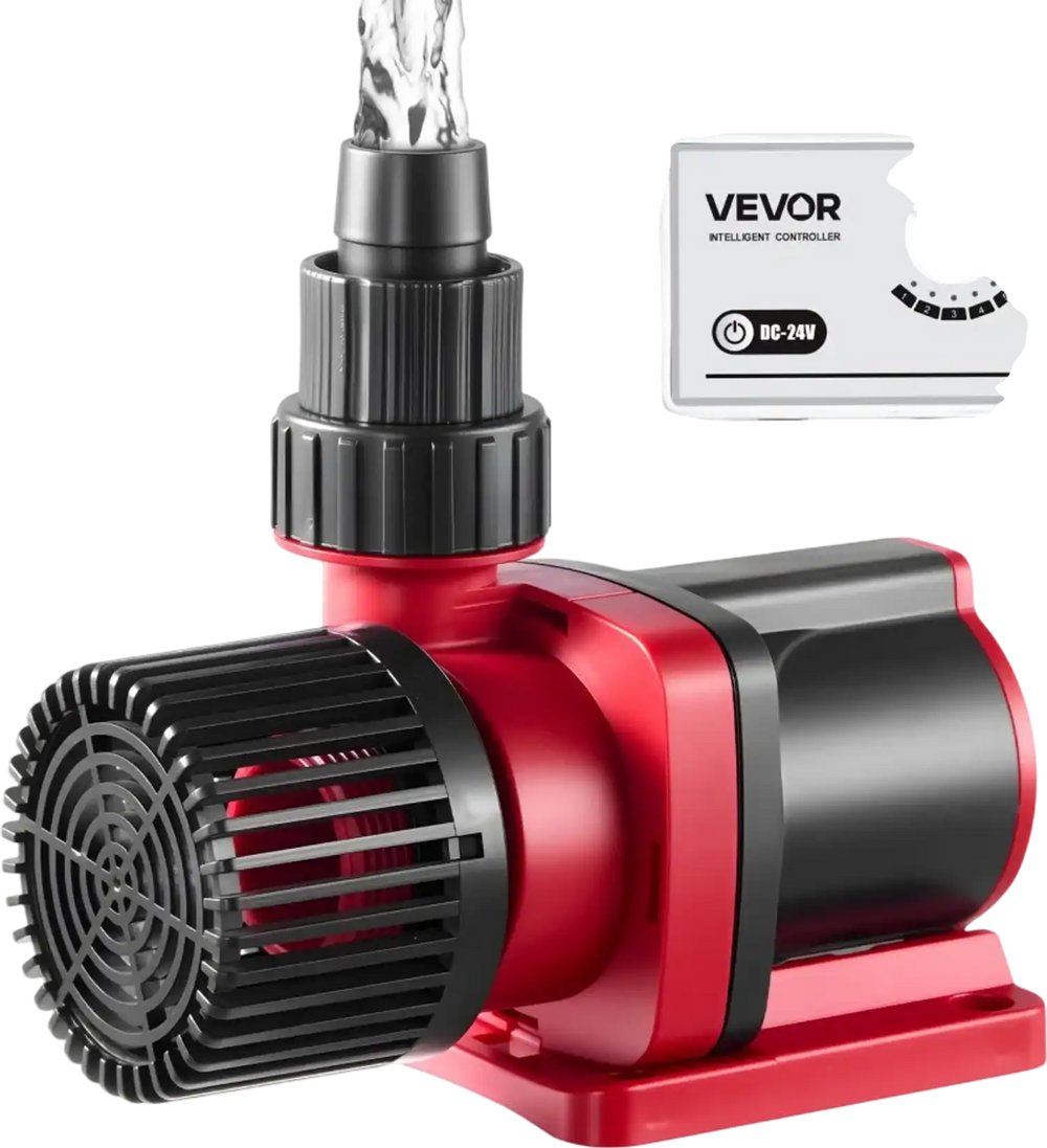 VEVOR Aquarium 24V DC Water Pump, 60W, 1750 GPH Marine Wavemaker Return Pump with Controller, Adjustable Flow, Feed Mode, 16 ft Maximum Lift, for Saltwater Freshwater Fish Tank Sump Pond Circulation