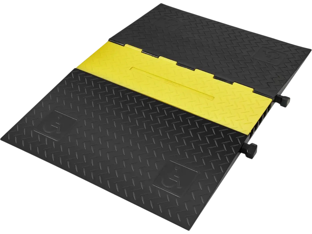 VEVOR Rubber Cable Guard, 5-Channel, 22000 lbs per Axle Load Capacity, Durable Cord Protection Ramp with Hinged Lid for Driveway, Speed Control, and Accessibility Compliance for Both Indoor & Outdo