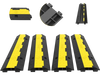 VEVOR Cable Protector Ramp, 4 Packs 2 Channels Speed Bump Hump, Rubber Modular Speed Bump Rated 11000 LBS Load Capacity, Protective Wire Cord Ramp Driveway Rubber Traffic Speed Bumps Cable Protector