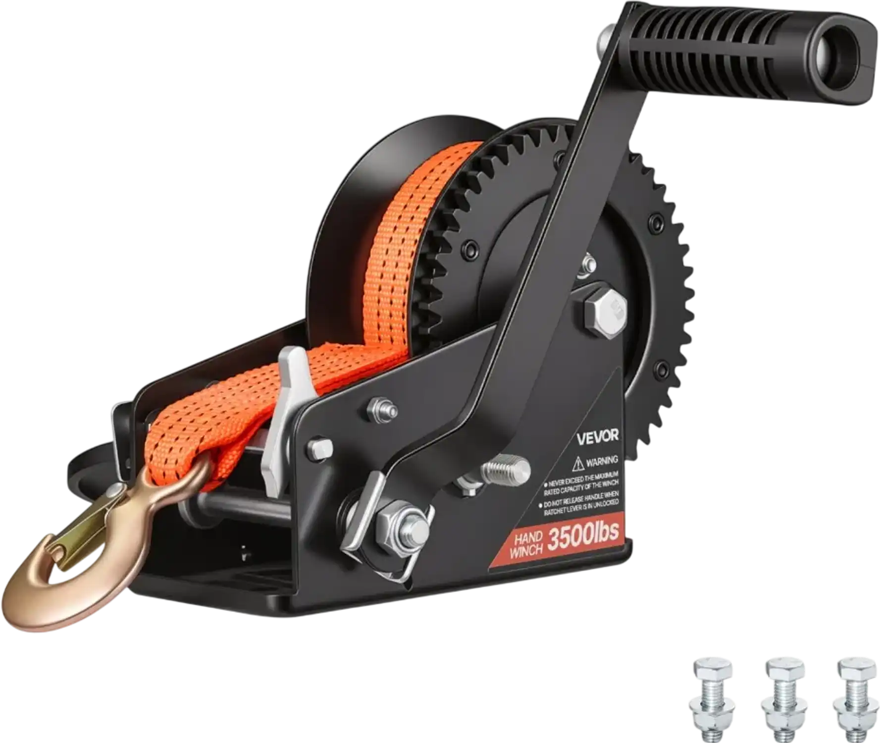 Vevor Hand Winch 3500 lbs Heavy Duty Manual Boat Trailer Winch with 20' Strap New