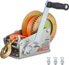 VEVOR Boat Winch, 3500 lbs Hand Winch, Heavy Duty Manual Rope Crank with 20ft Orange Polyester Strap, Portable Two-Way Ratchet, 2 Speed Switchable, Anti-Slip Handle Gear for Boat Trailer ATV Towing