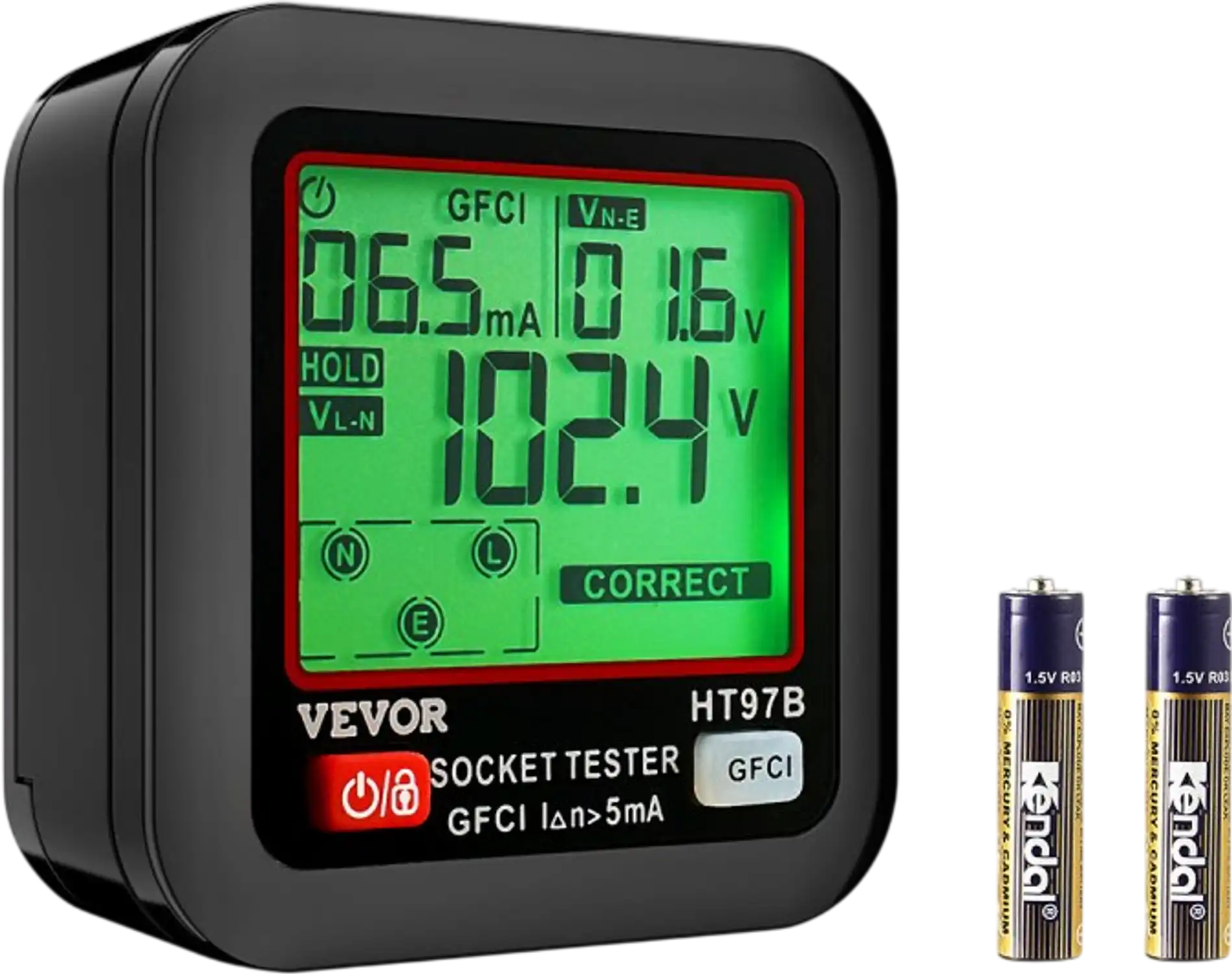 Vevor Outlet Tester GFCI Trip Tester with LCD Display New