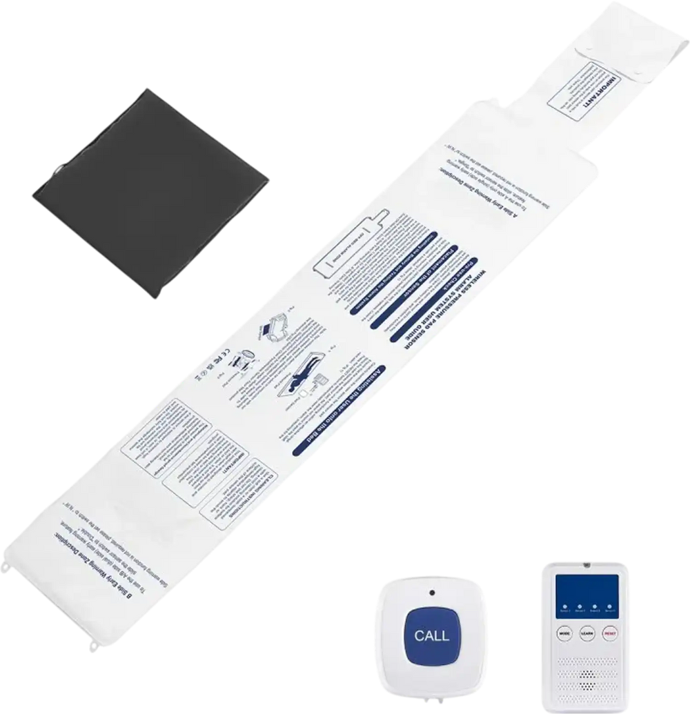 VEVOR Early Alert Bed Alarm System, Wireless Bed and Chair Sensor Pad with Call Button & Pager, Pre-Alert Safety Bed Alarms and Fall Prevention for Elderly, Dementia Patients, and Adults