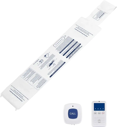 VEVOR Early Alert Bed Alarm System, Wireless Bed Sensor Pad with Call Button & Pager, Pre-Alert Safety Bed Alarms and Fall Prevention for Elderly, Dementia Patients, and Adults (10 x 35-inch)