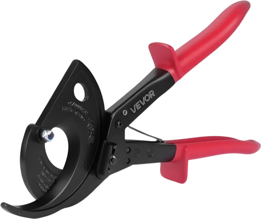 VEVOR Ratcheting Cable Cutter, Spring Steel Blades with Insulated Handles, Quick-Release Button, Heavy Duty Ratchet Cable Wire Cutter for Cutting Copper & Aluminum Cables Up to 800 MCM / 400 mm²