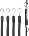 VEVOR 4 Piece Flat Bungee Cord, 20 mm Heavy Duty Bungee Straps with Steel S-Hooks, 40" Elastic Bungee Rope for Cargo, Tarps, Trucks and Tent, Black