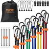 VEVOR 30 Piece Bungee Cords Assortment, 8 mm Heavy Duty Bungee Straps with A3 Steel Carabiners, Includes 10", 18", 24", 36", 48", 60", 72", Portable Storage Bag, 6 Clips & Canopy Ties