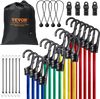 VEVOR 32 Piece Bungee Cords Assortment, 8 mm Heavy Duty Bungee Straps with A3 Steel Hooks, Including 10", 24", 32", 40", 48", Bungee Ropes Set with Portable Storage Bag, 4 Clips & Canopy Ties