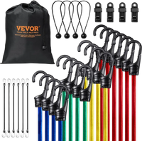 VEVOR 32 Piece Bungee Cords Assortment, 8 mm Heavy Duty Bungee Straps with A3 Steel Hooks, Including 10