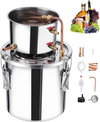 VEVOR Alcohol Still, 3 Gal / 11.4 L Stainless Steel Water Alcohol Distiller with Copper Coil, Home Brewing Refining Fermentation Kit with Thermometer & Pump, for Wine Whisky Brandy, Silver