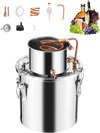 VEVOR Alcohol Still, 5 Gal / 19 L Stainless Steel Water Alcohol Distiller with Copper Coil, Home Brewing Refining Fermentation Kit with Thermometer & Pump, for Wine Whisky Brandy, Silver