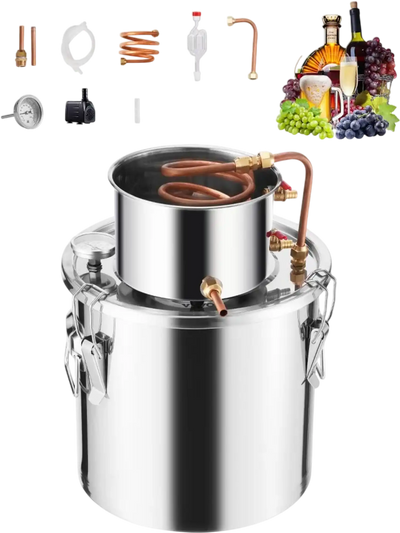 Vevor Alcohol Distiller 5 Gal Home Brew Kit with Copper Coil New
