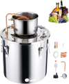 VEVOR Alcohol Still, 8 Gal / 30 L Stainless Steel Water Alcohol Distiller with Copper Coil, Home Brewing Refining Fermentation Kit with Thermometer & Pump, for Wine Whisky Brandy, Silver