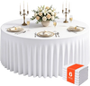 VEVOR Spandex Tablecloth with Skirt, 60-in Round Table Covers 6 Pack, White, for Party Wedding Banquet Festival, Washable, Reusable, One-Piece, Tight, Fitted Table Cloth with Pleated Skirt