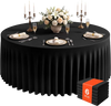VEVOR Spandex Tablecloth with Skirt, 60-in Round Table Covers 6 Pack, Black, for Party Wedding Banquet Festival, Washable, Reusable, One-Piece, Tight, Fitted Table Cloth with Pleated Skirt