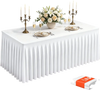 VEVOR Spandex Tablecloth with Skirt, 6 ft Rectangular Covers, 2 Pack, White, for Party Wedding Banquet Festival, Washable, Reusable, One-Piece, Tight, Fitted Table Cloth with Pleated Skirt
