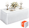 VEVOR Spandex Tablecloth with Skirt, 6 ft Rectangular Covers, 6 Pack, White, for Party Wedding Banquet Festival, Washable, Reusable, One-Piece, Tight, Fitted Table Cloth with Pleated Skirt