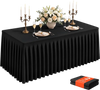 VEVOR Spandex Tablecloth with Skirt, 6 ft Rectangular Covers, 2 Pack, Black, for Party Wedding Banquet Festival, Washable, Reusable, One-Piece, Tight, Fitted Table Cloth with Pleated Skirt