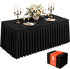 VEVOR Spandex Tablecloth with Skirt, 6 ft Rectangular Covers, 6 Pack, Black, for Party Wedding Banquet Festival, Washable, Reusable, One-Piece, Tight, Fitted Table Cloth with Pleated Skirt