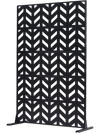 VEVOR Metal Privacy Screen, 47" W x 72" H, Outdoor Privacy Screens 5-Panel, Freestanding Outdoor Divider with Stand, Decorative Garden Steel Privacy Fence for Balcony Patio Indoor Room Black