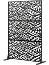 VEVOR Metal Privacy Screen, 47" W x 72" H, Outdoor Privacy Screens & Panels, Freestanding Outdoor Divider with Stand, 3-Panel Decorative Garden Steel Privacy Fence for Balcony Patio Indoor Room Black