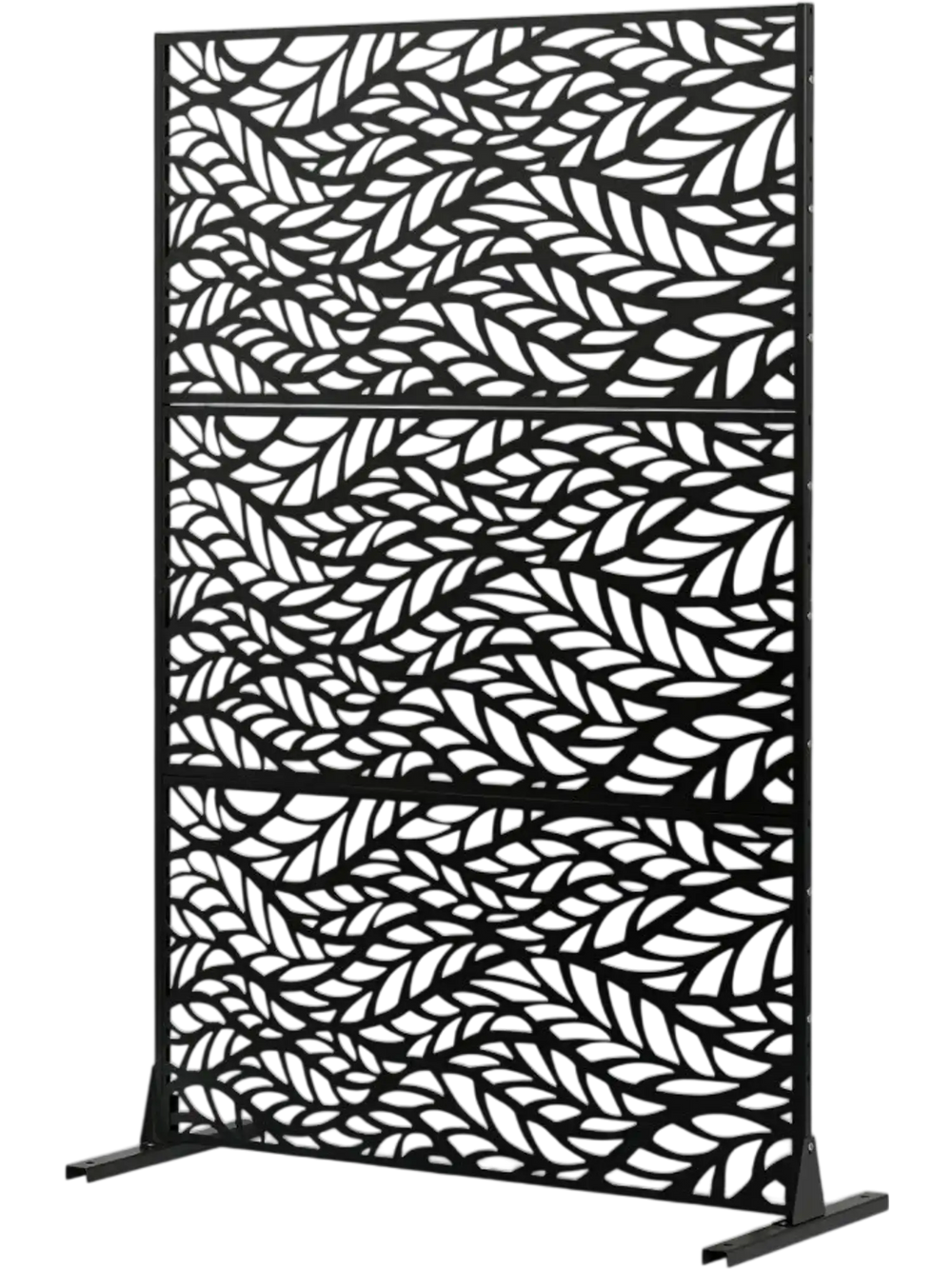 VEVOR Metal Privacy Screen, 47" W x 72" H, Outdoor Privacy Screens & Panels, Freestanding Outdoor Divider with Stand, 3-Panel Decorative Garden Steel Privacy Fence for Balcony Patio Indoor Room Black