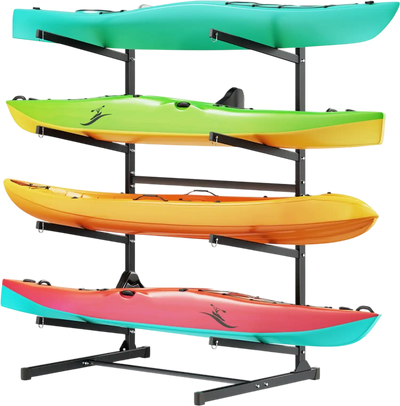 Vevor Kayak Storage Rack Freestanding 4-Kayak 220 lbs Indoor Outdoor Garage Dock Stand New