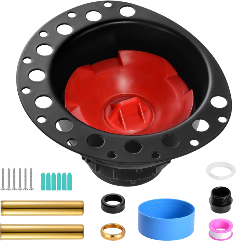 VEVOR ABS Freestanding Tub Drain Kit, 2 Brass Tail Pipes, Bathtub Drain Rough-in Kit, with ABS Adapter of Tailpiece, Compatible with Freestanding Bathtubs, Floor Mounted Bathtubs and Island Bathtubs
