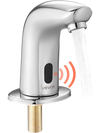 VEVOR Touchless Bathroom Sink Faucet, Automatic Motion Sensor Restroom Toilet Faucet Cold Water with Hole Cover Plate, Battery Operated for 9/16 in Pipe Commercial Lavatory,Chrome Plated Silver G112M