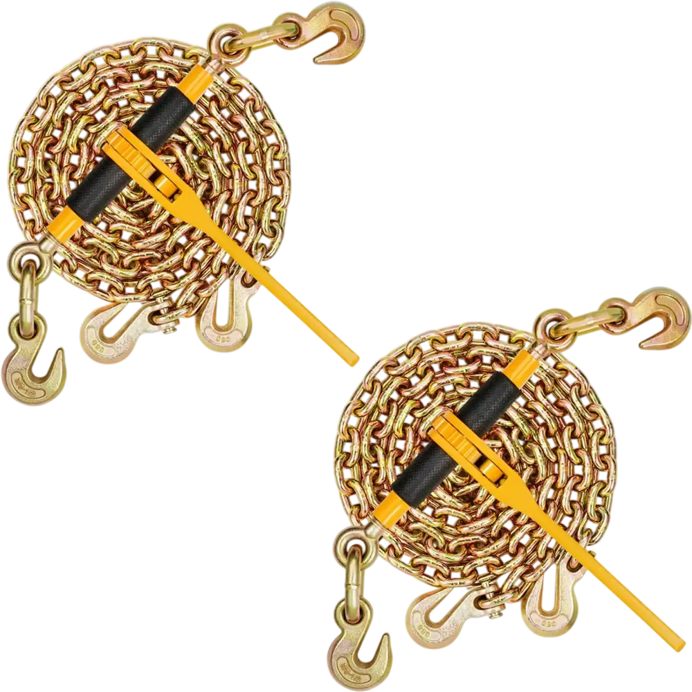 VEVOR Chain and Binder Kit, 3/8"-1/2" Ratchet Load Binders 9200 lbs Working Load Limit, 3/8" x 10' G80 Chains with Grab Hooks, Ratchet Binders and Chains for Truck, Tie Down, Hauling, Towing, 2 Set
