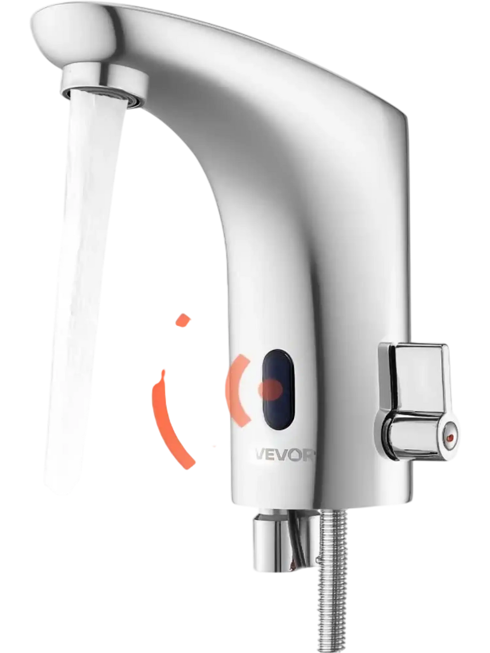 VEVOR Touchless Bathroom Sink Faucet, Automatic Motion Sensor Restroom Toilet Faucet, HandsFree Adjustable Cold Hot Single Handle Water Mixer Battery Operated for 9/16 in Pipe,Chrome Plated Silver