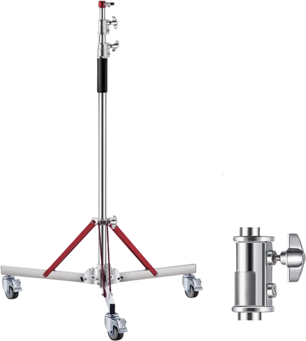 VEVOR Heavy Duty Light Stand with Casters, Max Height 10.5 ft/320 cm, Adjustable Tripod Stand with Stainless Steel, Photography Wheeled Base Stand, for Studio Softbox, Monolight, Reflector Shooting